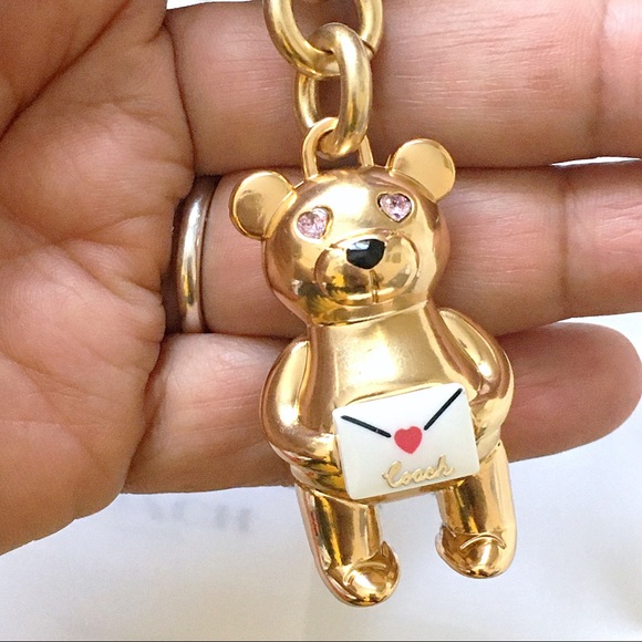 COACH 3D Gold Bear Love Letter Bag Charm - Picture 5 of 7